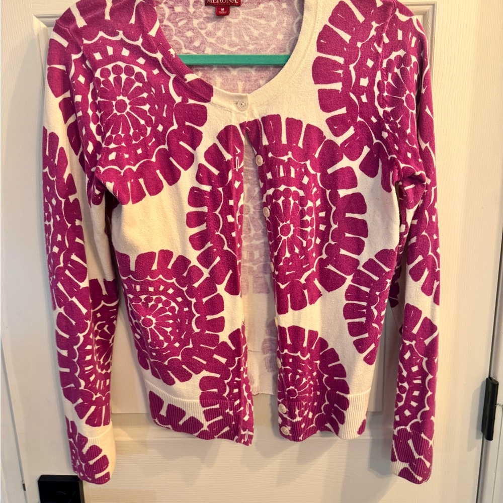 Pink and off-white cardigan